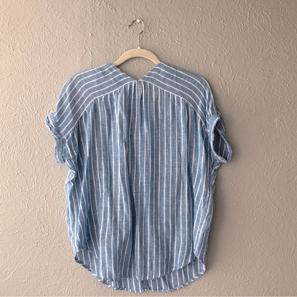 Rails Striped Lace Up Slouchy Blue Top - Medium - Summer Blouse - Picture 6 of 8